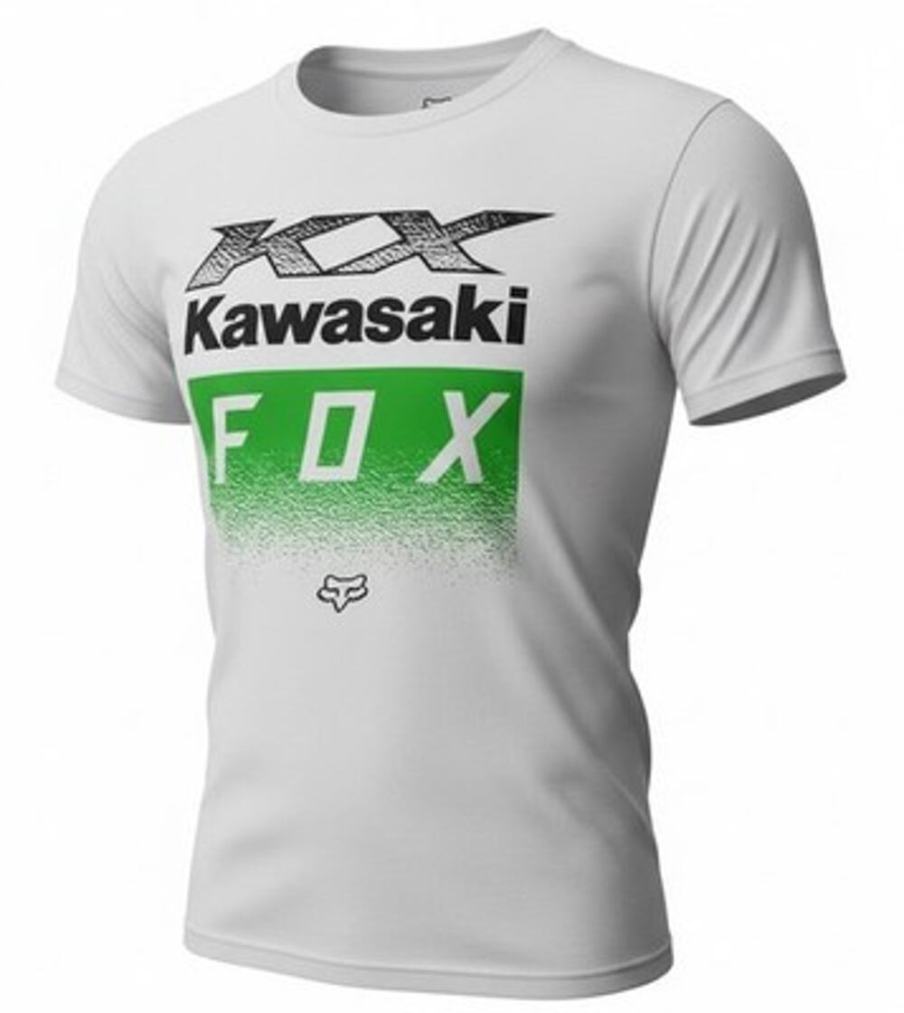 NEW Kawasaki Fox Racing Motocross Short Sleeve T-Shirt White Green MX Logo Men S